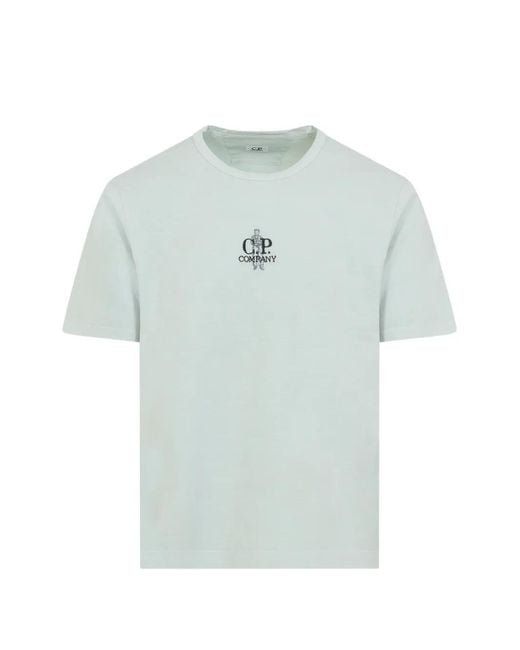C P Company Blue 1020 Jersey Short Sleeve Embroidery T-Shirt for men