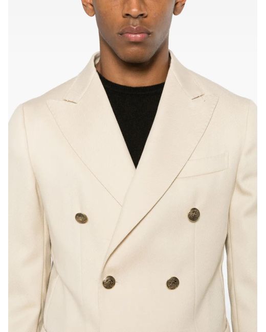 Santaniello Natural Double-Breasted Pocket Jacket for men