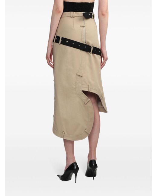 ROKH Natural Asymmetric Cotton Midi Skirt