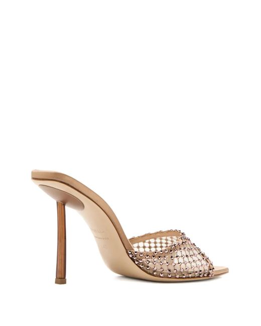 Le Silla Natural 105Mm Crystal-Embellished Satin Sandals