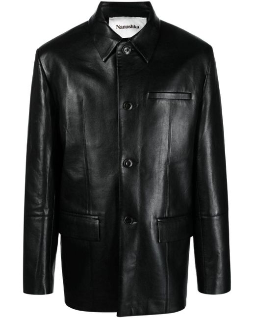 Nanushka Black Danick Leather Jacket for men