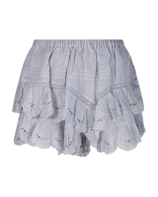Isabel Marant Gray Ruffled Eyelet Shorts