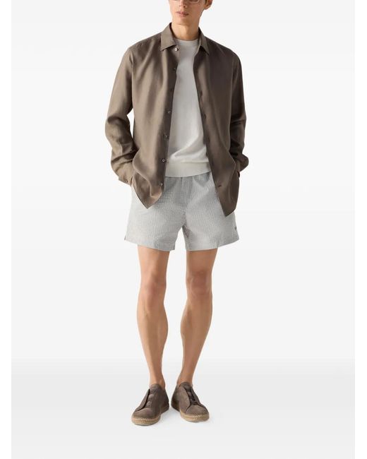 Zegna Gray Striped Swim Trunks for men