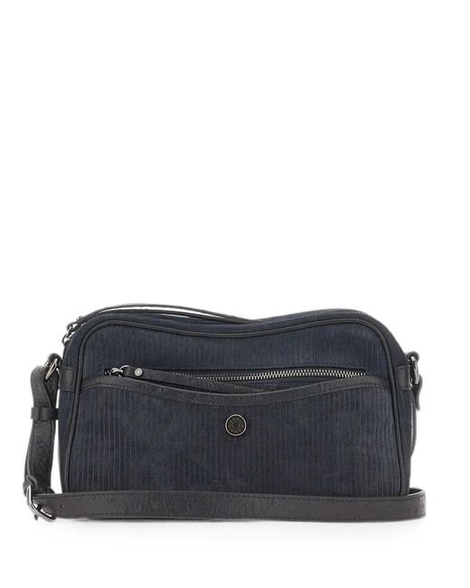 Gianni Chiarini Blue Cora Ribbed Suede Shoulder Bag