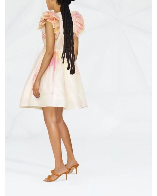 Zimmermann Natural Prima Ruffle Mini Dress