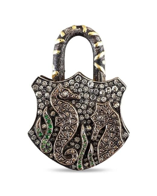 Sevan Bıçakçı White Large Seahorse Garnet And Diamond Padlock Pendant
