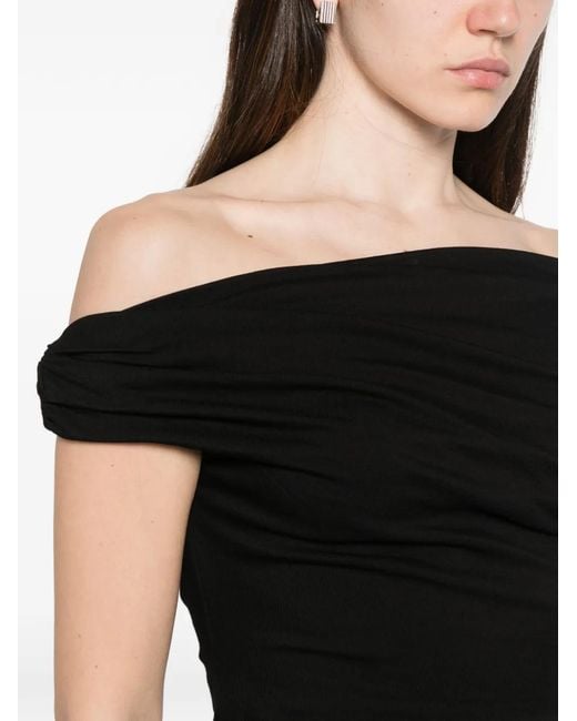 Paris Georgia Black One-Shoulder Gathered Midi Dress