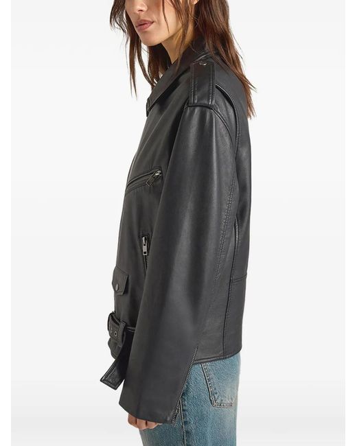 Momoní Black Lond Leather Biker Jacket