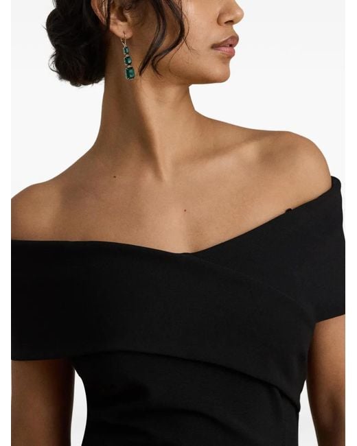 Ralph Lauren Black Off-The-Shoulder Crisscross Maxi Dres