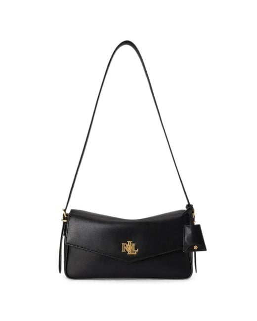 Ralph Lauren White Logo-Plaque Leather Shoulder Bag
