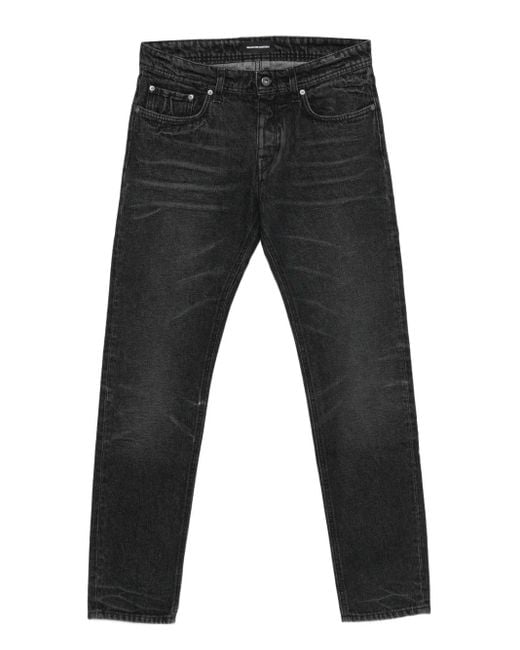 Salvatore Santoro Black Whiskering-Effect Jeans for men