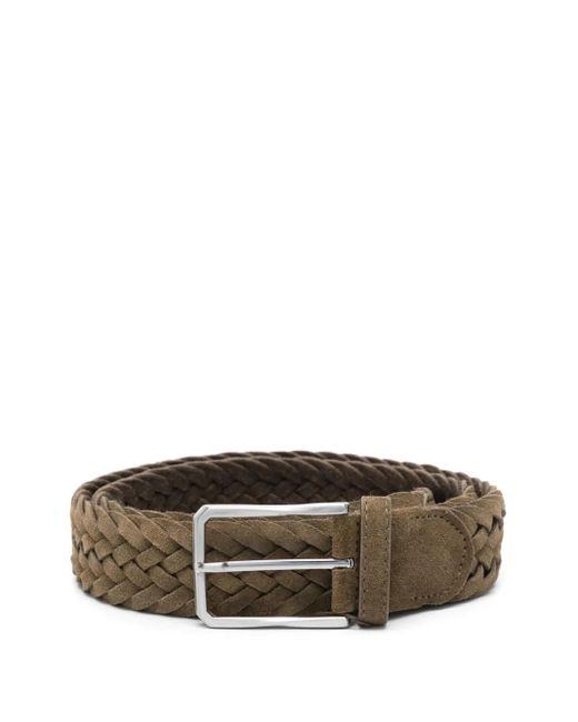 メンズ Canali メッシュ スエードベルト Brown