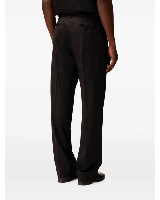 RETORI Black Pleated-Front Virgin-Wool Trousers for men
