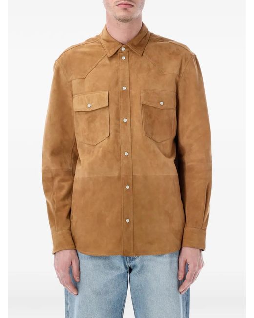 S.W.O.R.D Blue Pocket Leather Overshirt for men