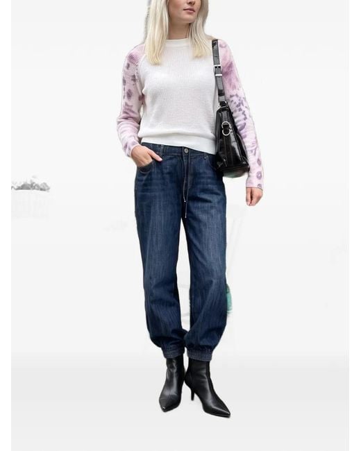Desigual White Tie-Dye Raglan-Sleeve Sweater