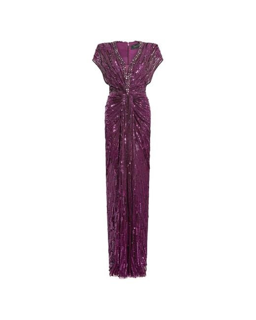Jenny Packham Purple Lacie Sequin-Embellished Maxi Dress