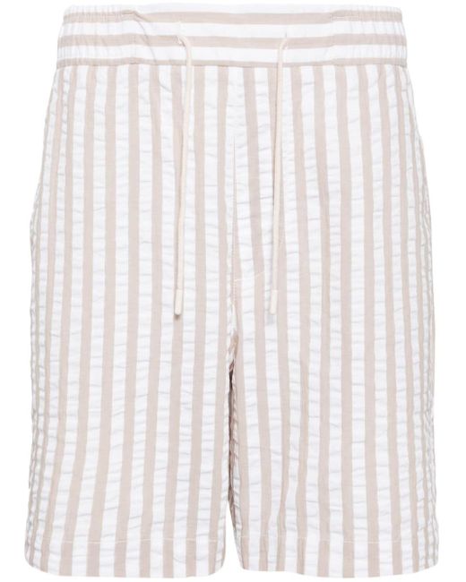 CHE White Marinero Striped Seersucker Shorts for men