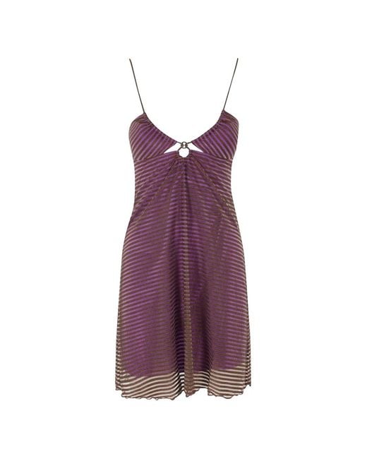Pin-Up Stars Purple Mini Striped Cut-Out Dress