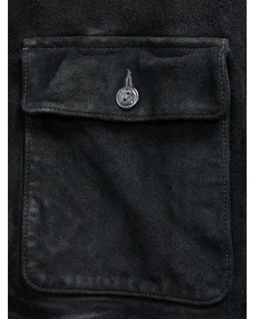RRL Black Suede Bomber Jacket for men