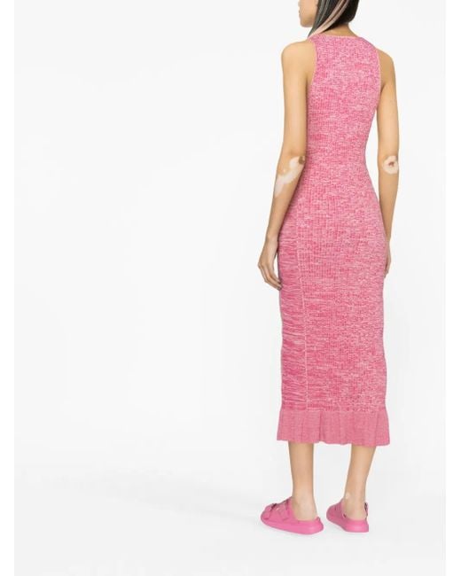 Ganni Pink Knitted Midi Dress