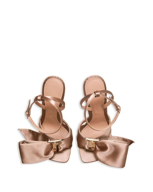 Ferragamo Brown 105Mm Asymmetric-Bow Satin Sandals