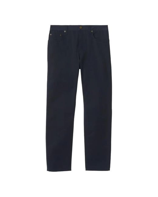 Burberry Blue Cotton Moleskin Trousers for men