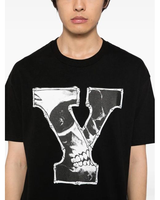 Yohji Yamamoto Black Graphic-Print Cotton T-Shirt for men