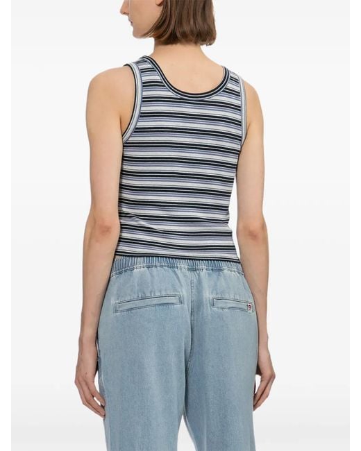 AAPE BY A BATHING AP Blue Logo Embroidered Strip Top