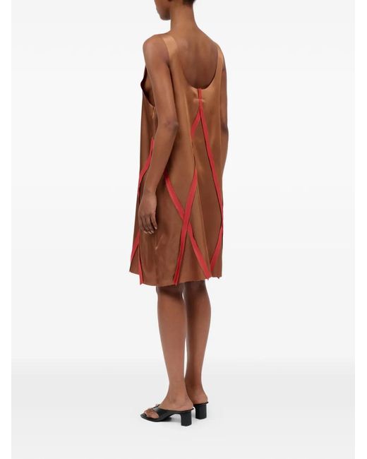 MM6 by Maison Margiela Brown V-Neck Panel Mini Dress