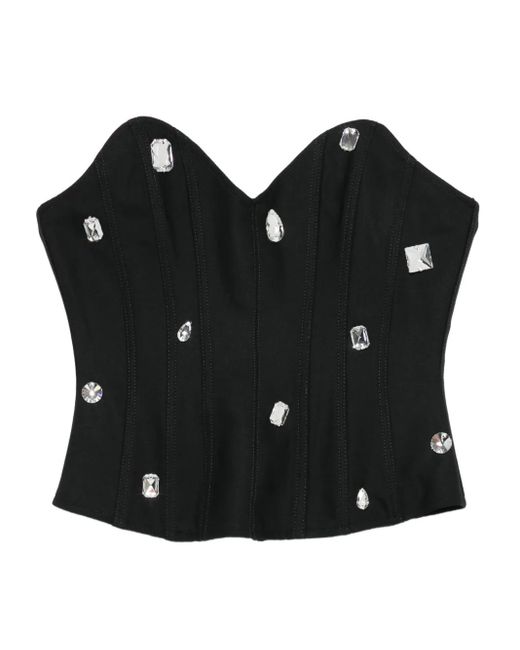 David Koma Black Corsage mit Kristallen