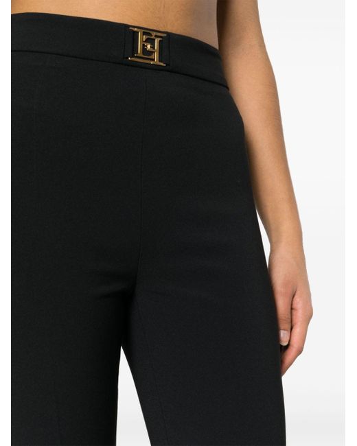 Elisabetta Franchi Black Logo-plaque Slim-fit Trousers