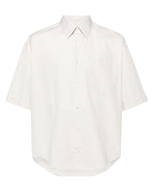 AMI White Ami De Coeur-embroidered Poplin Shirt for men