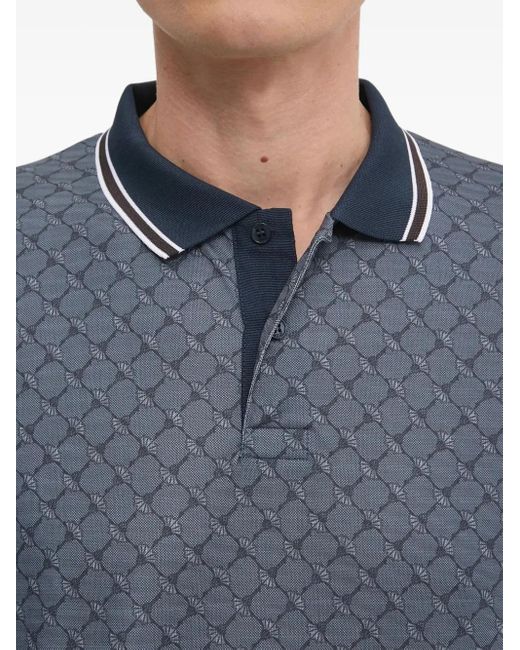 Joop! Blue Talon Cornflower Patterned Tipped Polo Shirt for men