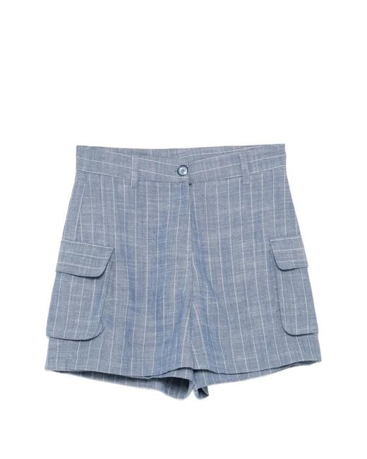 BLAKLACE Blue Pinstripe Cargo Shorts
