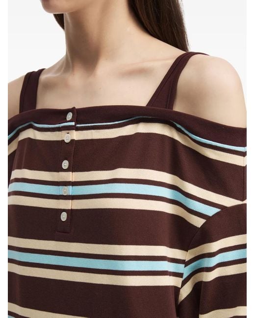 B+ AB Red Striped Off-Shoulder Top