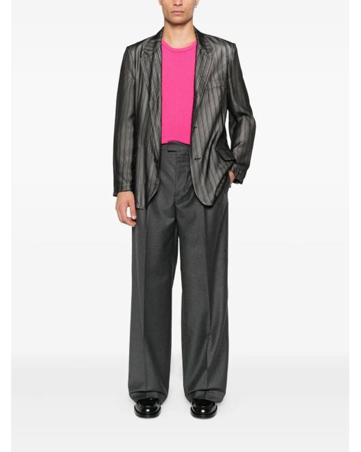 AMI Gray Pleated Tab Trousers for men