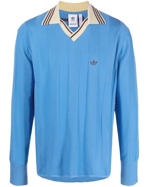 adidas X Wales Bonner Long-sleeve Polo Shirt in Blue for Men