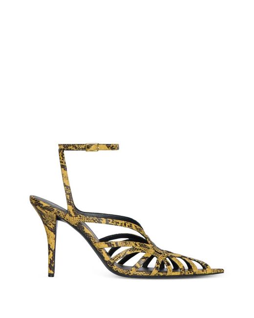Balmain Metallic Python-Effect Cage Sandals