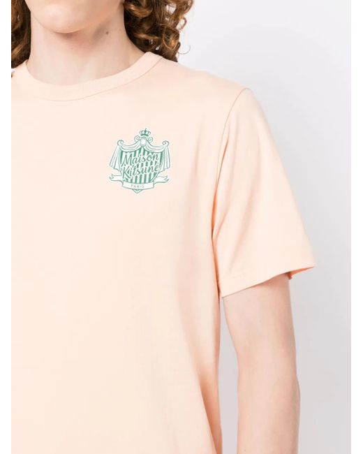 Maison Kitsuné Pink Logo-Print Cotton T-Shirt for men