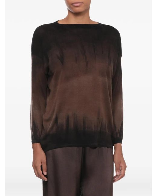 Avant Toi Black Tie-Dye Boat-Neck Sweater