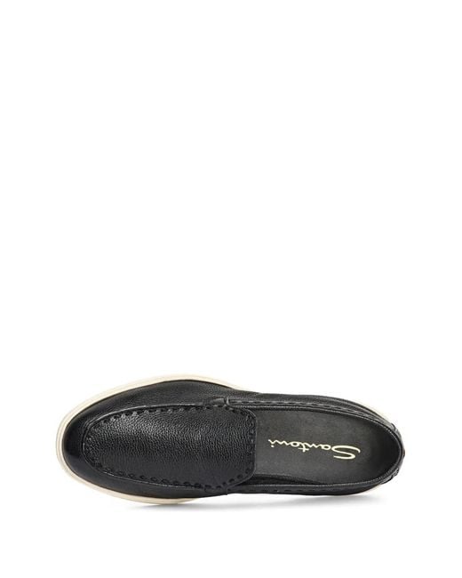 Santoni Gray Tumbled-Leather Loafers
