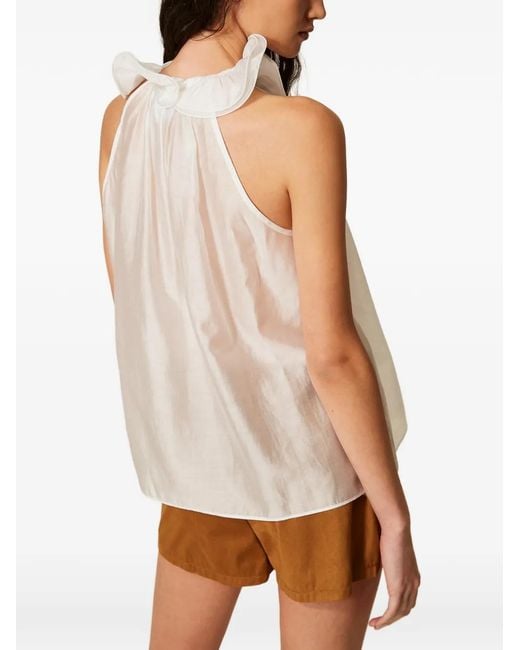 Twinset White Voile Top With Ruffles
