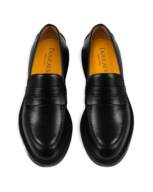 Doucal's Black Leather Loafers