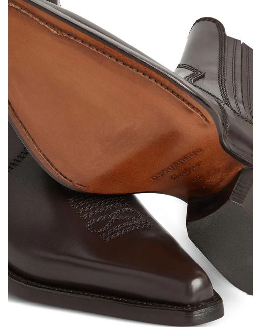 DSquared² Brown Western Dd Heeled Ankle Boots for men