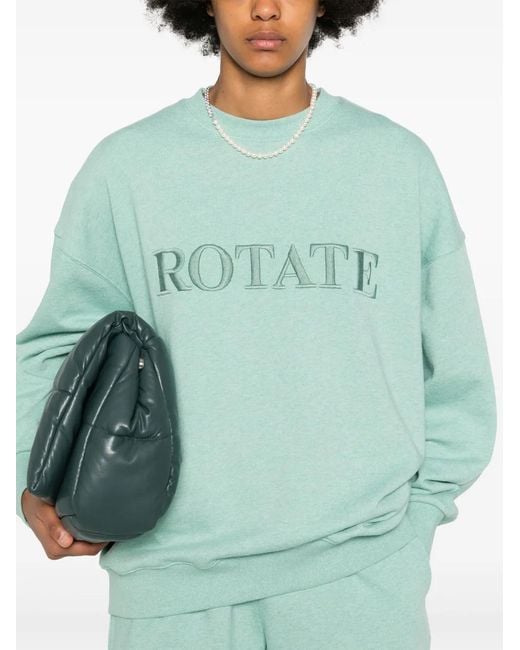 ROTATE BIRGER CHRISTENSEN Green Ladies Granite Logo-Embroidered Sweatshirt