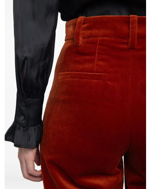 Zadig & Voltaire Red Wide-Leg Velvet Trousers