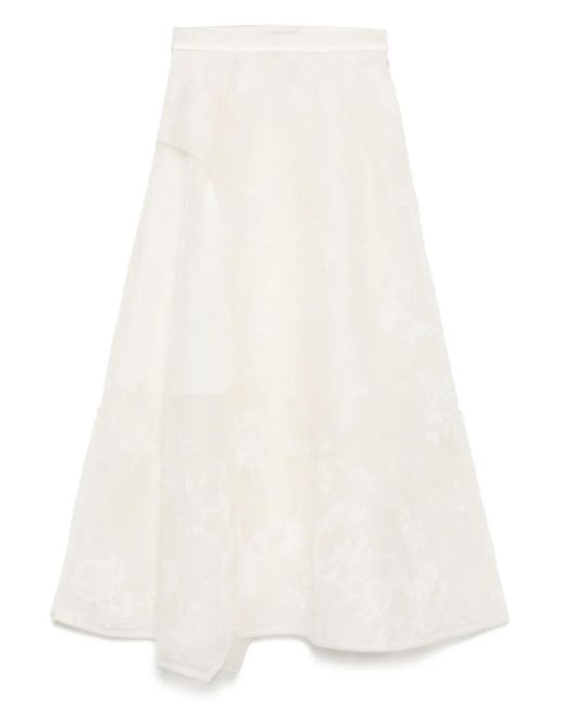 Shiatzy Chen White Printed Skirt