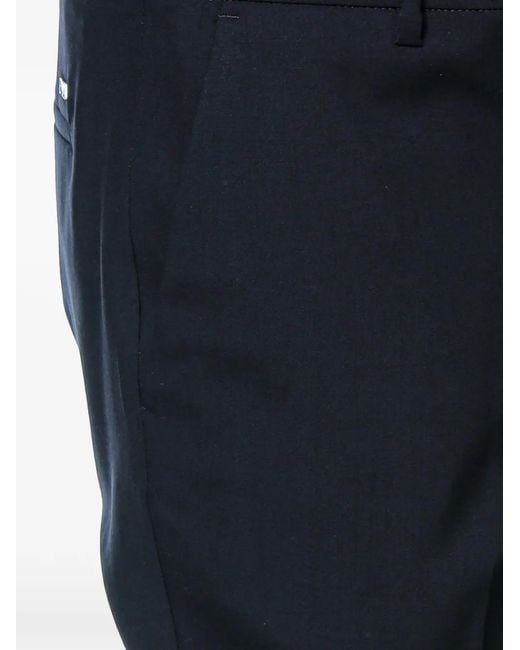 Emporio Armani Blue Pressed-Crease Straight-Leg Trousers for men