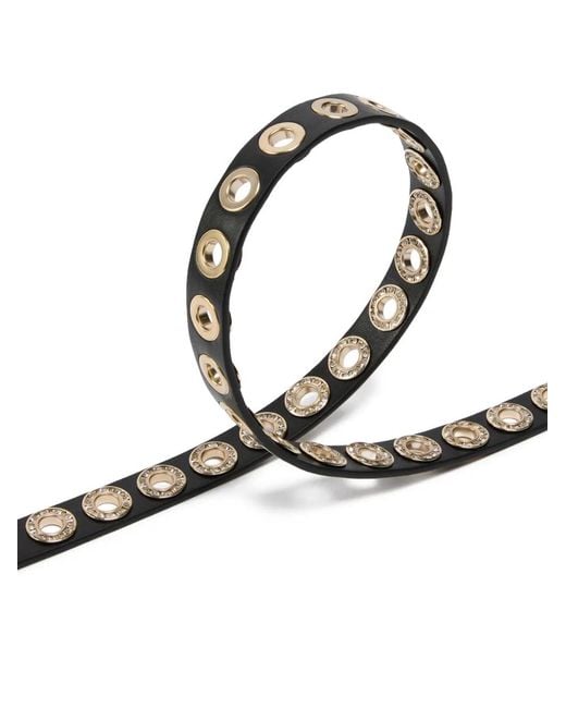 Pinko White Leather Belt With Jewel Eyelets, 2Cm