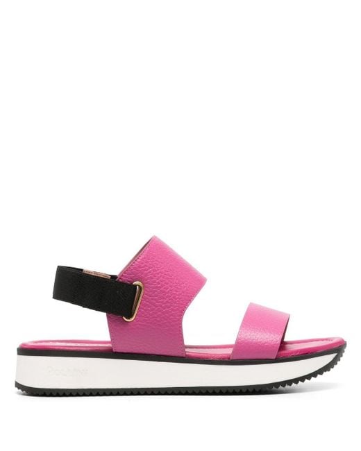 Pollini Pink Walk In Nature Leather Sandals